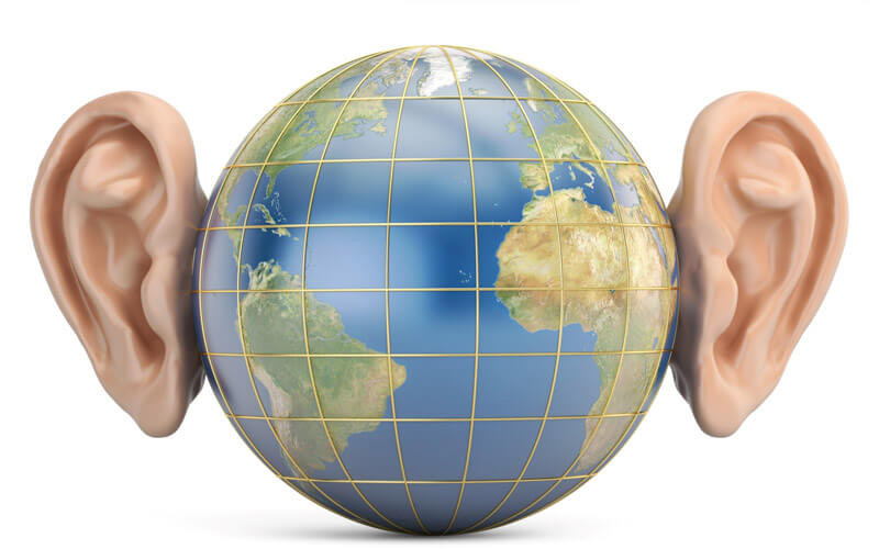 Globe graphic with ears