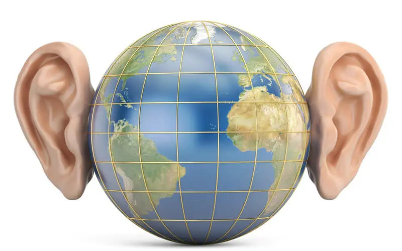 Globe graphic with ears
