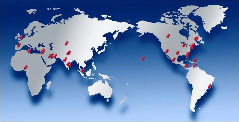 Graphic of world map with pinpoints